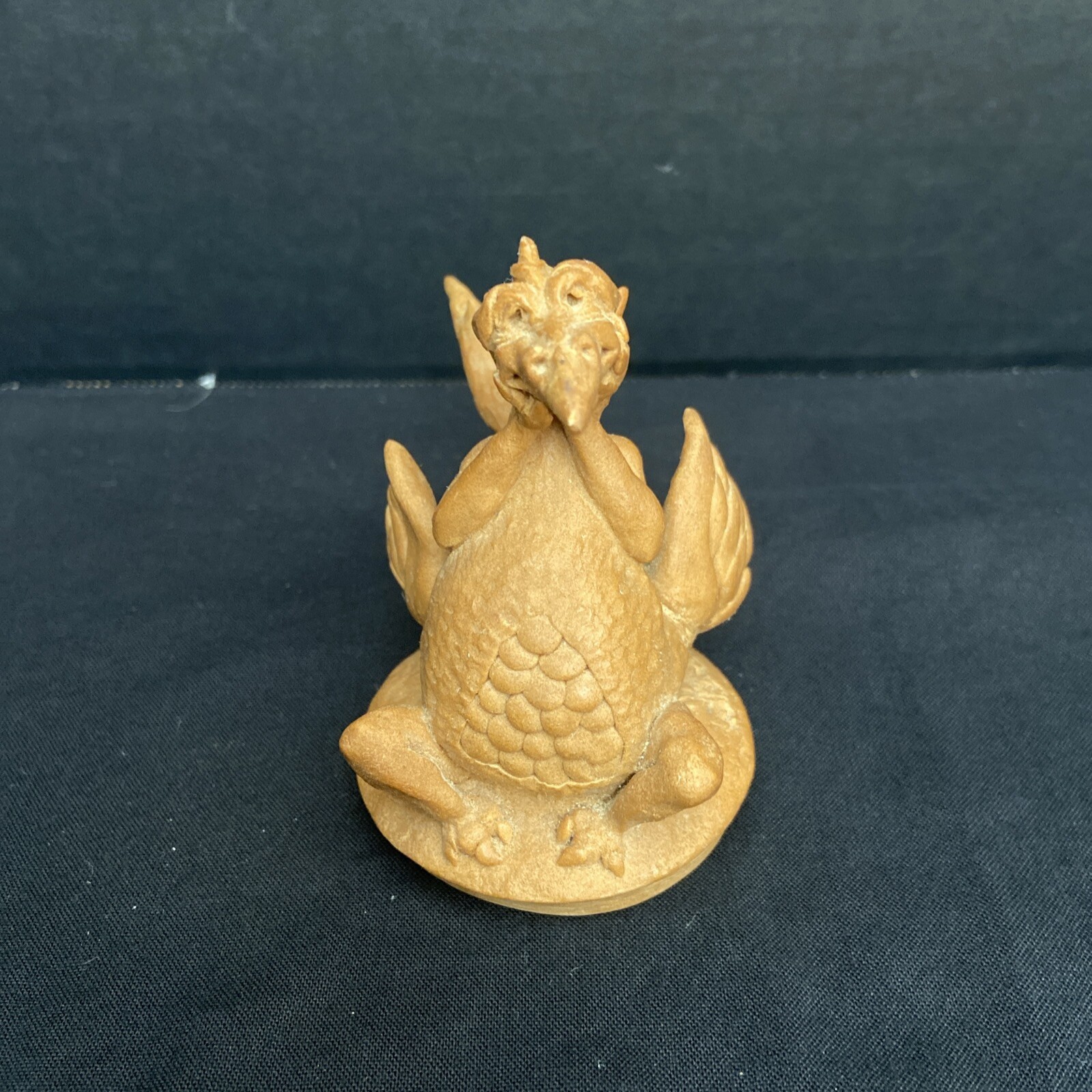 Vtg Poly Resin Dragon Paintable Handmade Signed Made in USA 3.25″ H