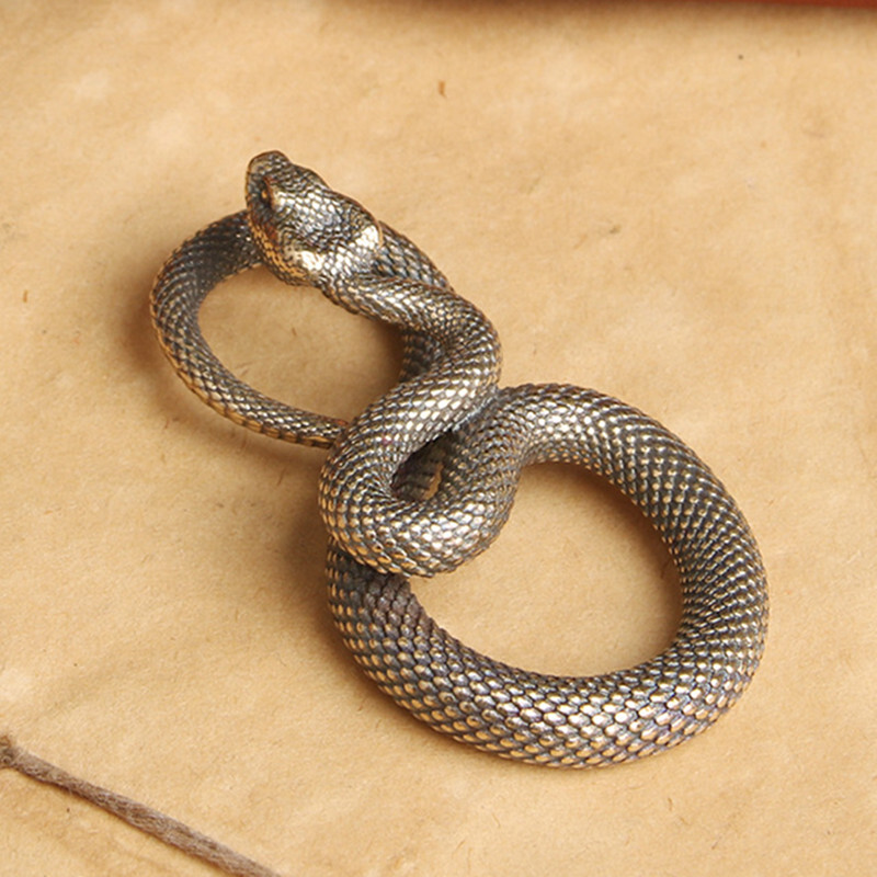 Brass Snake Figurine Statue Home Office Table Decoration Animal Figurines Toys
