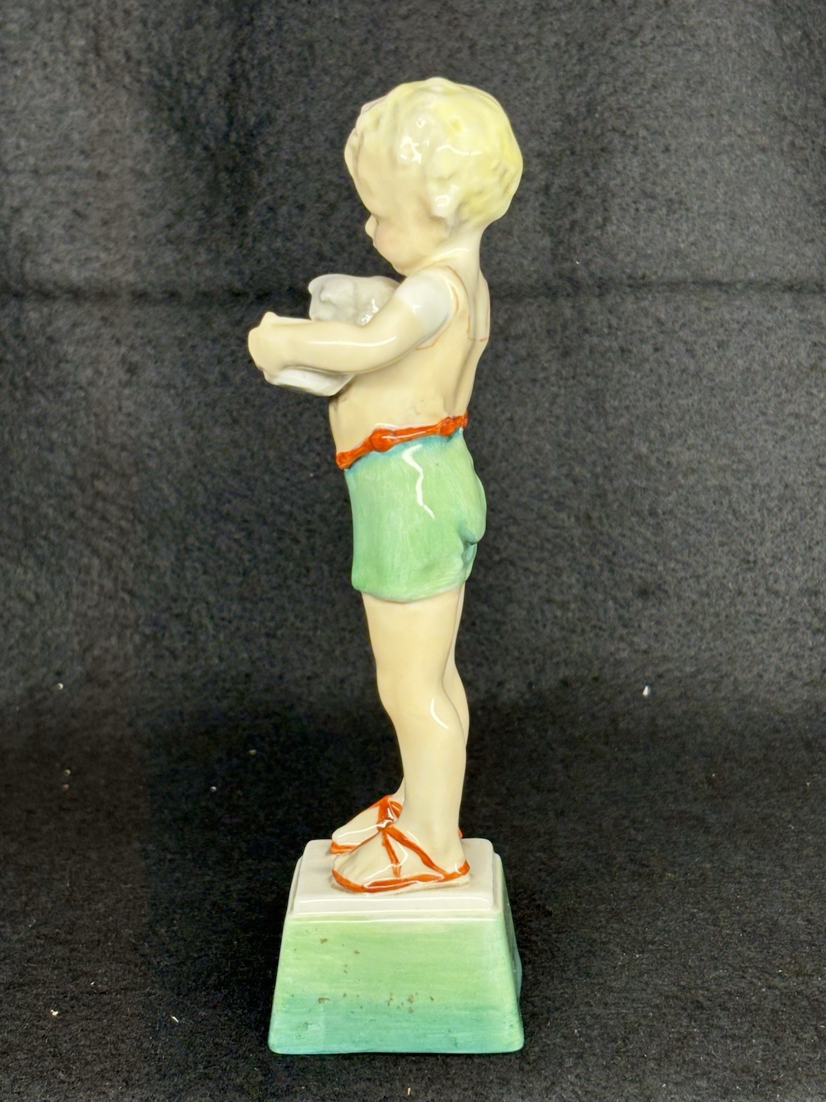 Royal Worcester Friday’s Child Is Loving And Giving 7 Inch Figurine Boy With Cat