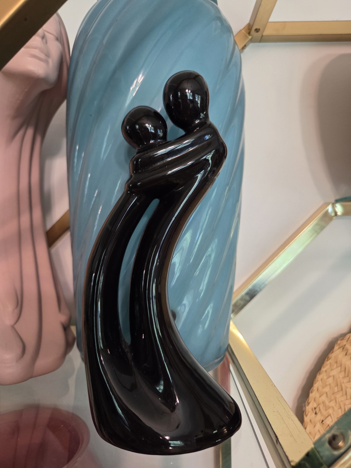 80s Vintage Circle of Love Eternal Love Embracing Couple Sculpture Statue 1980s