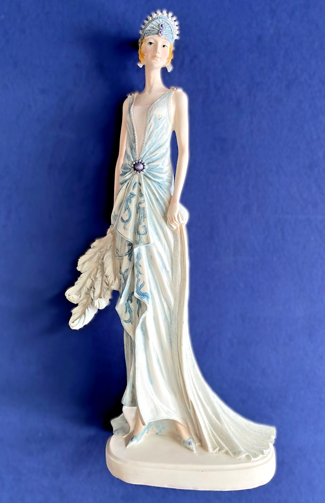VTG Seymour Mann Art Deco Porcelain Figurine, Lady in Flowing Gown, 16.5″ tall