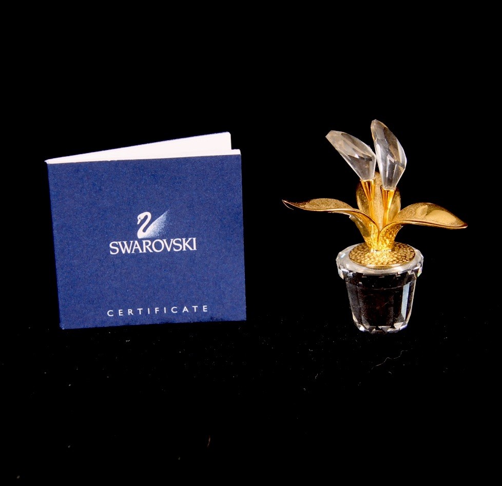 Swarovski Gold Plated Crystal Memories Calla Lilies #675654 Flower Dreams W/ BOX
