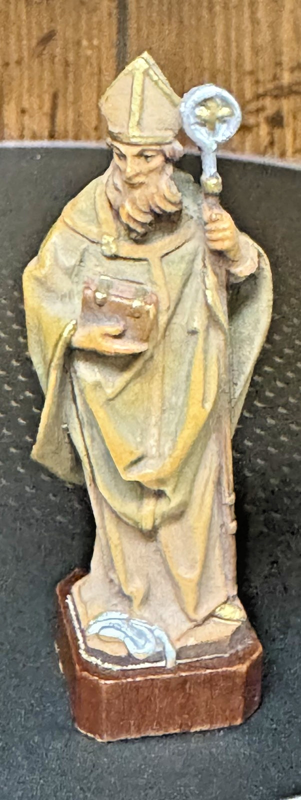 Vintage Anri Italy Hand Carved Wooden St Patrick Figure w/Staff