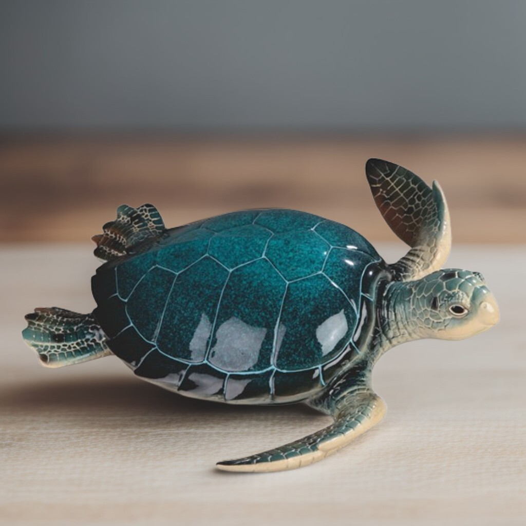 15.25″W Blue Sea Turtle Figurine Ornament Home Decor Unique Gift