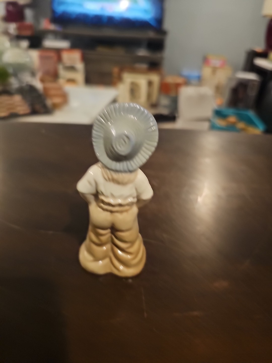 Vintage Little Girl Wearing Pants Figurine 3 3/4″ Tall Adorable Blue Hat