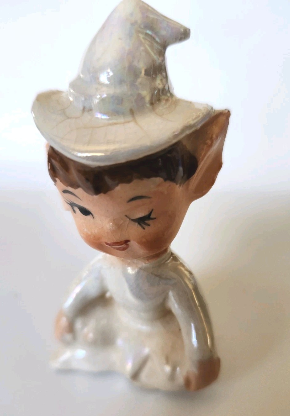 Lefton Whimsical Luster Blinking Eye Pixie Elf 1950’s Figurine
