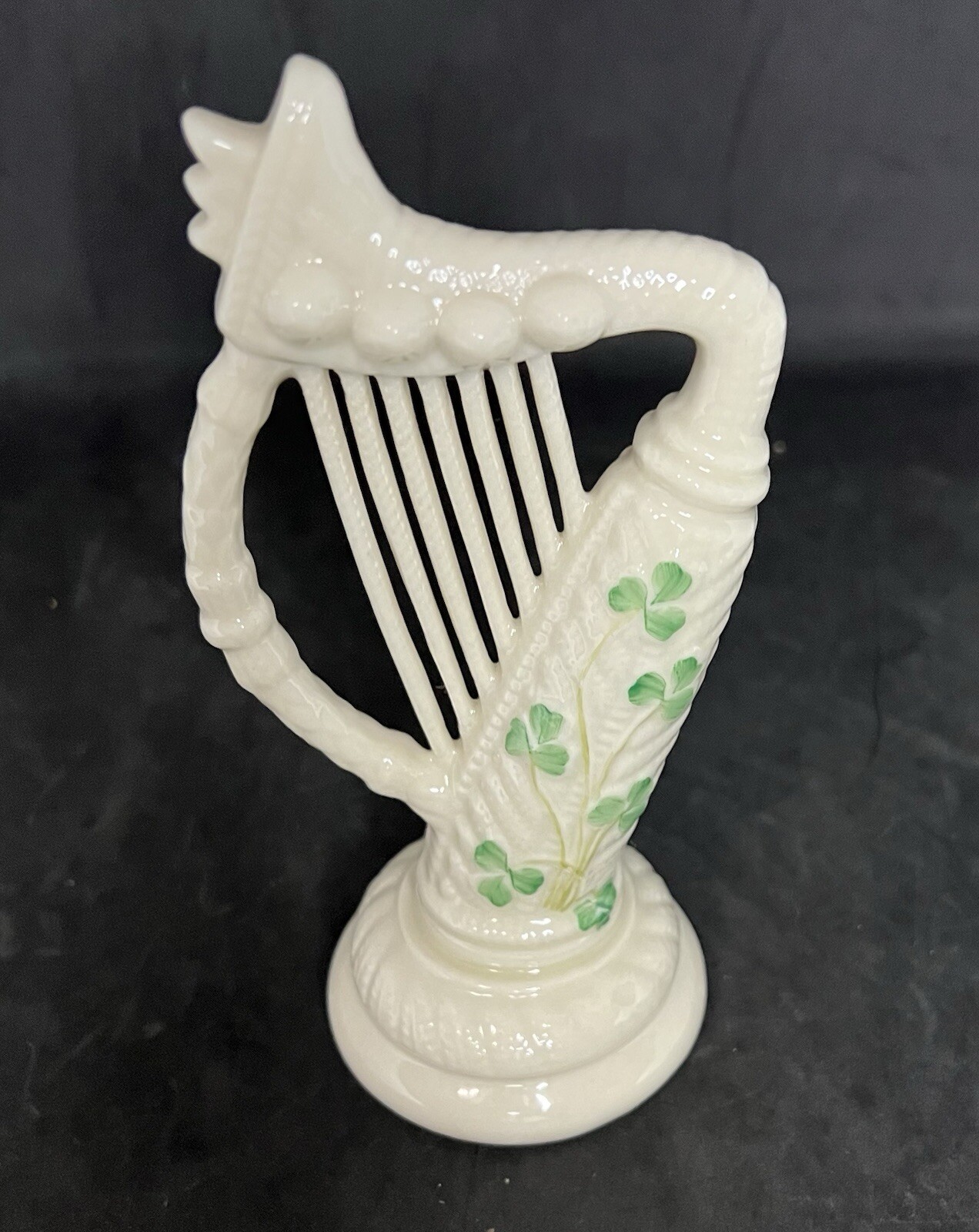 Belleek Irish Porcelain 6.5” Harp Figurine 6th Mark 1965-1980