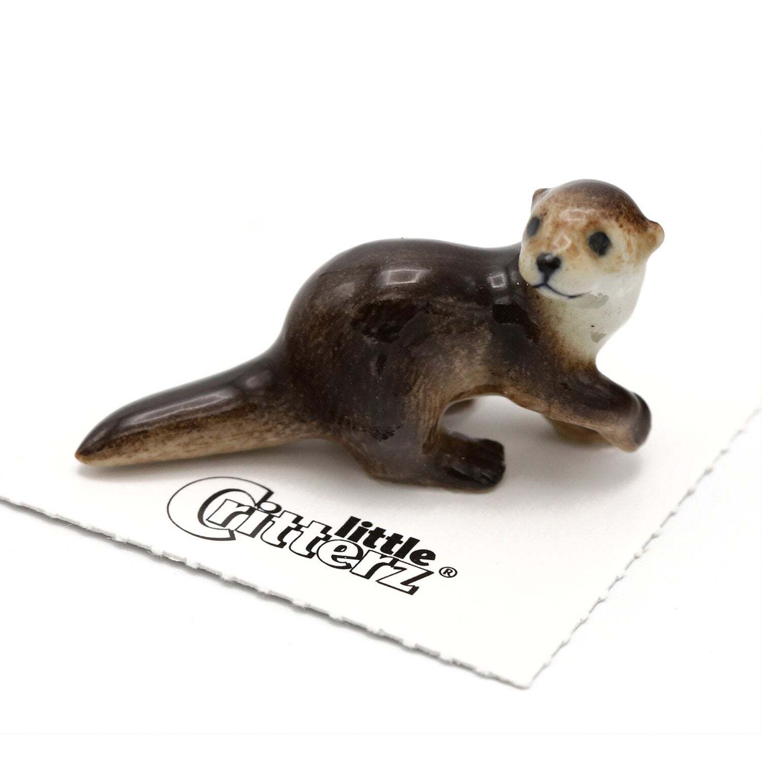 Little Critterz Otter – River Otter “Glide” – Miniature Porcelain Figurine