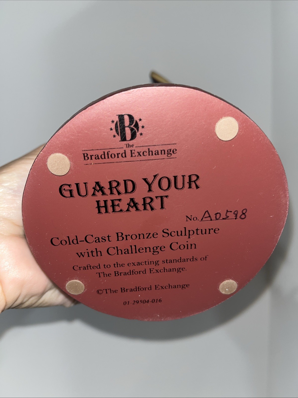 Bradford Exchange “Guard Your Heart”Cold-Cast Bronze Sculpture W/Challenge Coin.
