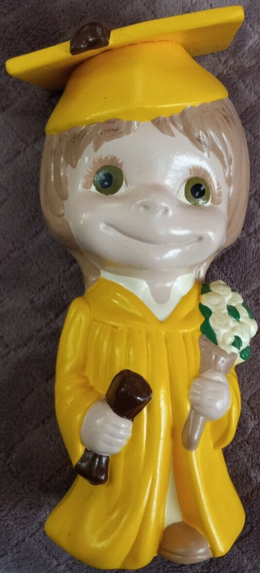 Atlantic & Mold Vintage Girl Graduation Figure Ceramic 10.5 in Yellow Gown
