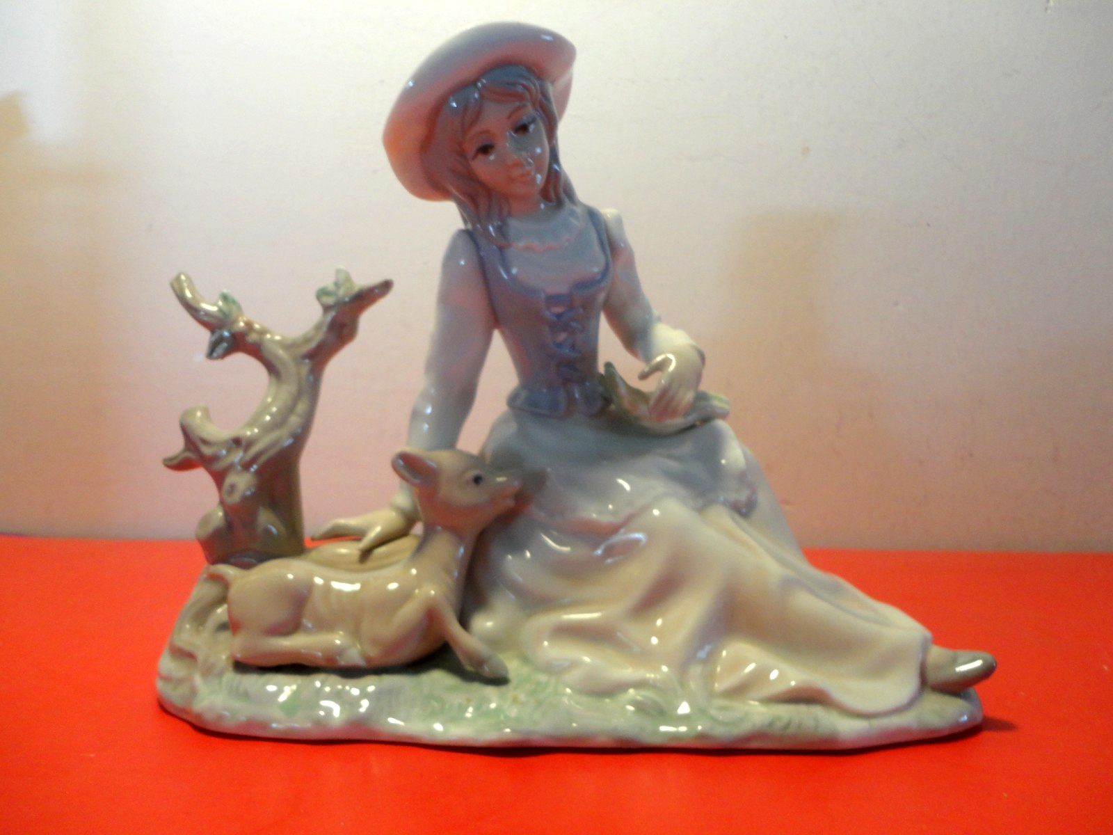 Tengra Girl with Fawn Porcelain Figurine Made in Spain (8 by 9 by 4.5″)