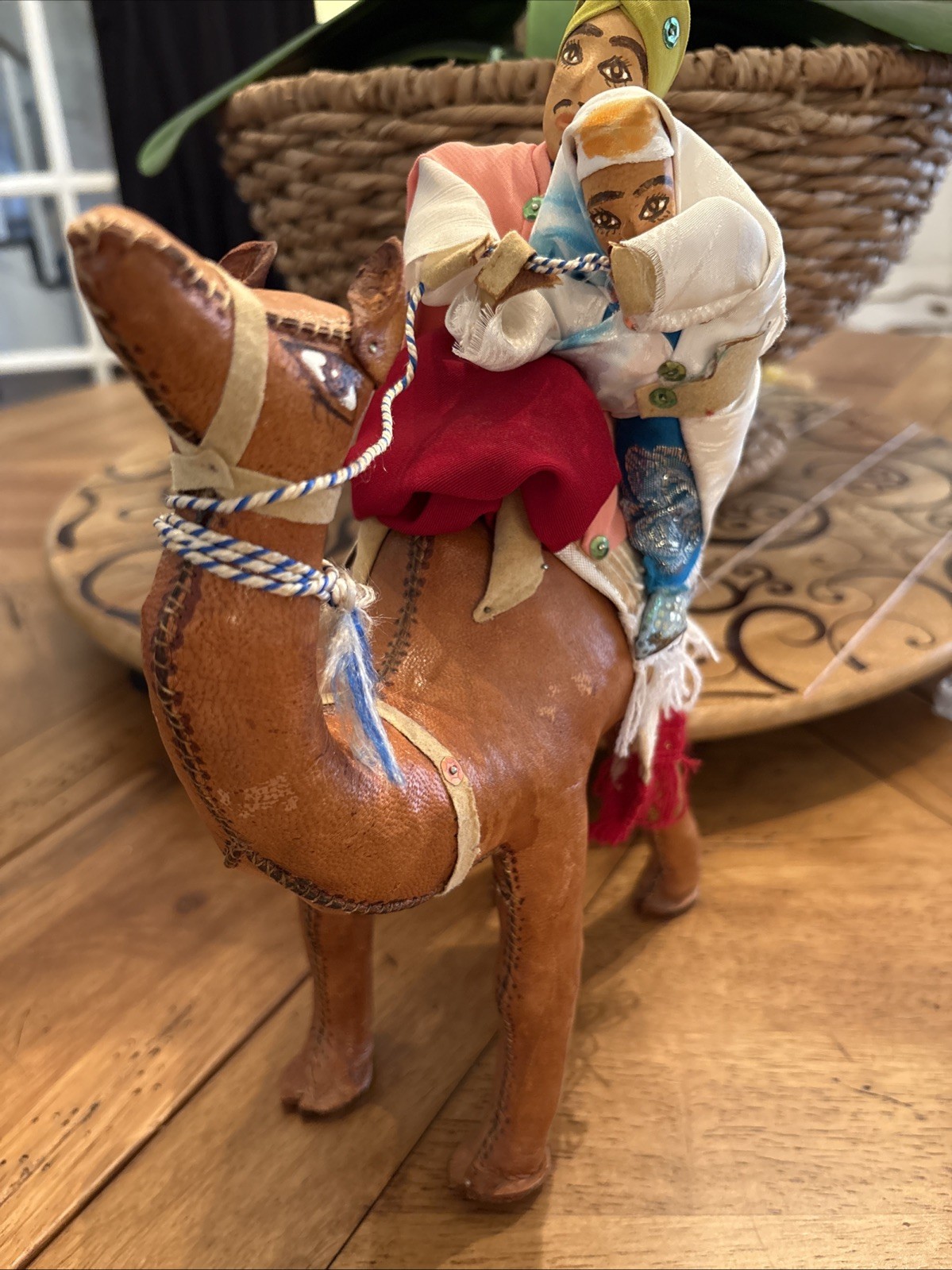 Vintage Handmade Leather Camel with Desert Rider Arabian Figurine