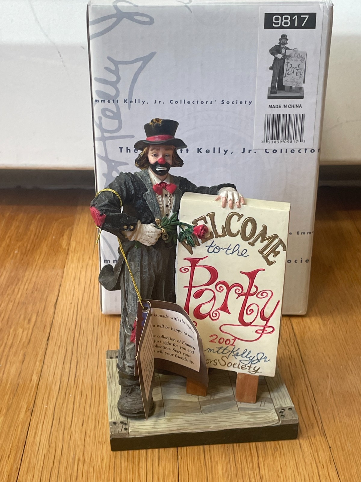 EMMETT KELLY COLLECTORS SOCIETY WELCOME TO THE PARTY CLOWN STATUE FIGURINE #9817