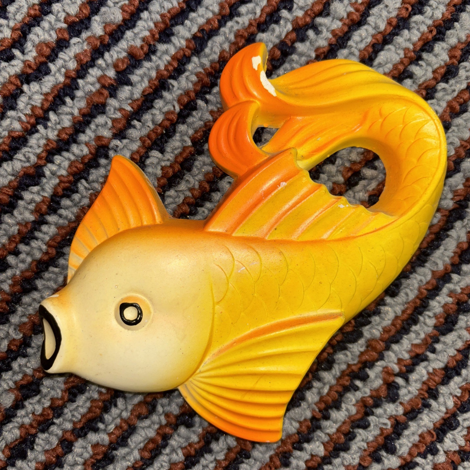 RETRO 1977 MILLER STUDIOS ORANGE FISH CHALKWARE WALL PLAQUES STAR FISHES