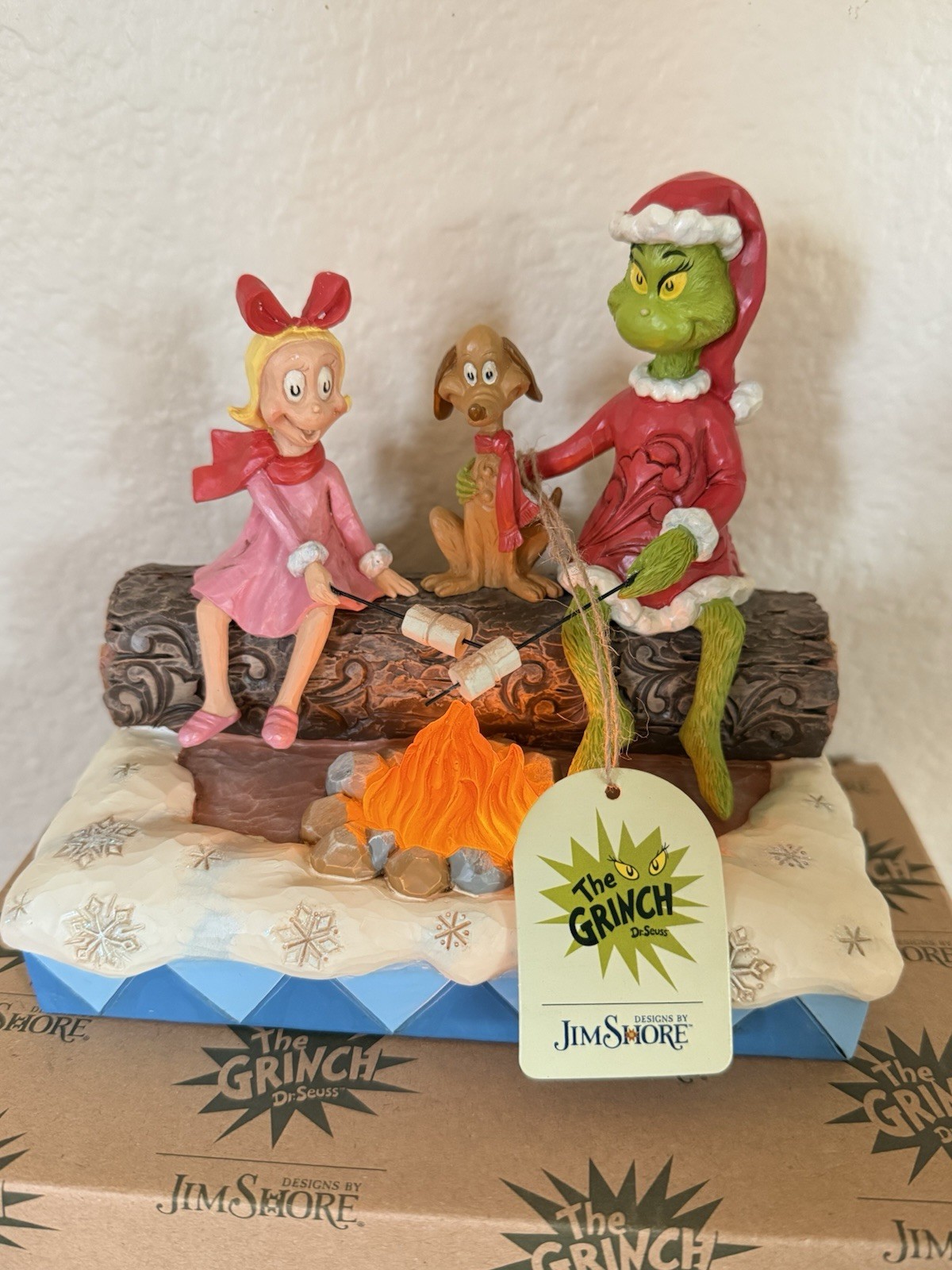 New In Box Jim Shore GRINCH, MAX, CINDY ROASTING MARSHMALLOWS FIGURINE 6017072