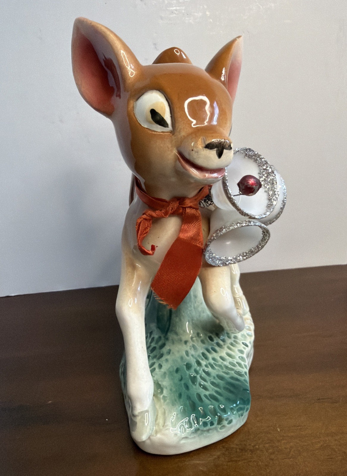 Vintage MCM Ucagco Occupied Japan Christmas Fawn Deer Figurine 7″