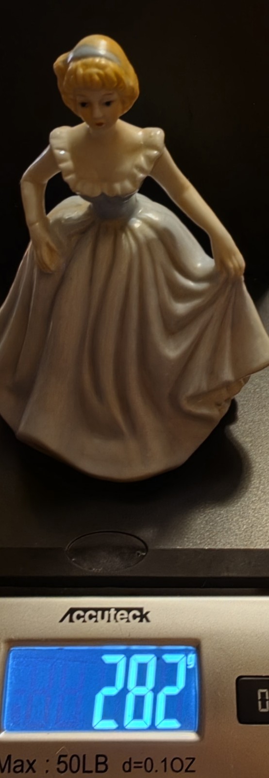 Vintage Bisque Porcelain Southern Belle Figurine Blue Dress Ballgown Curtsey 5″