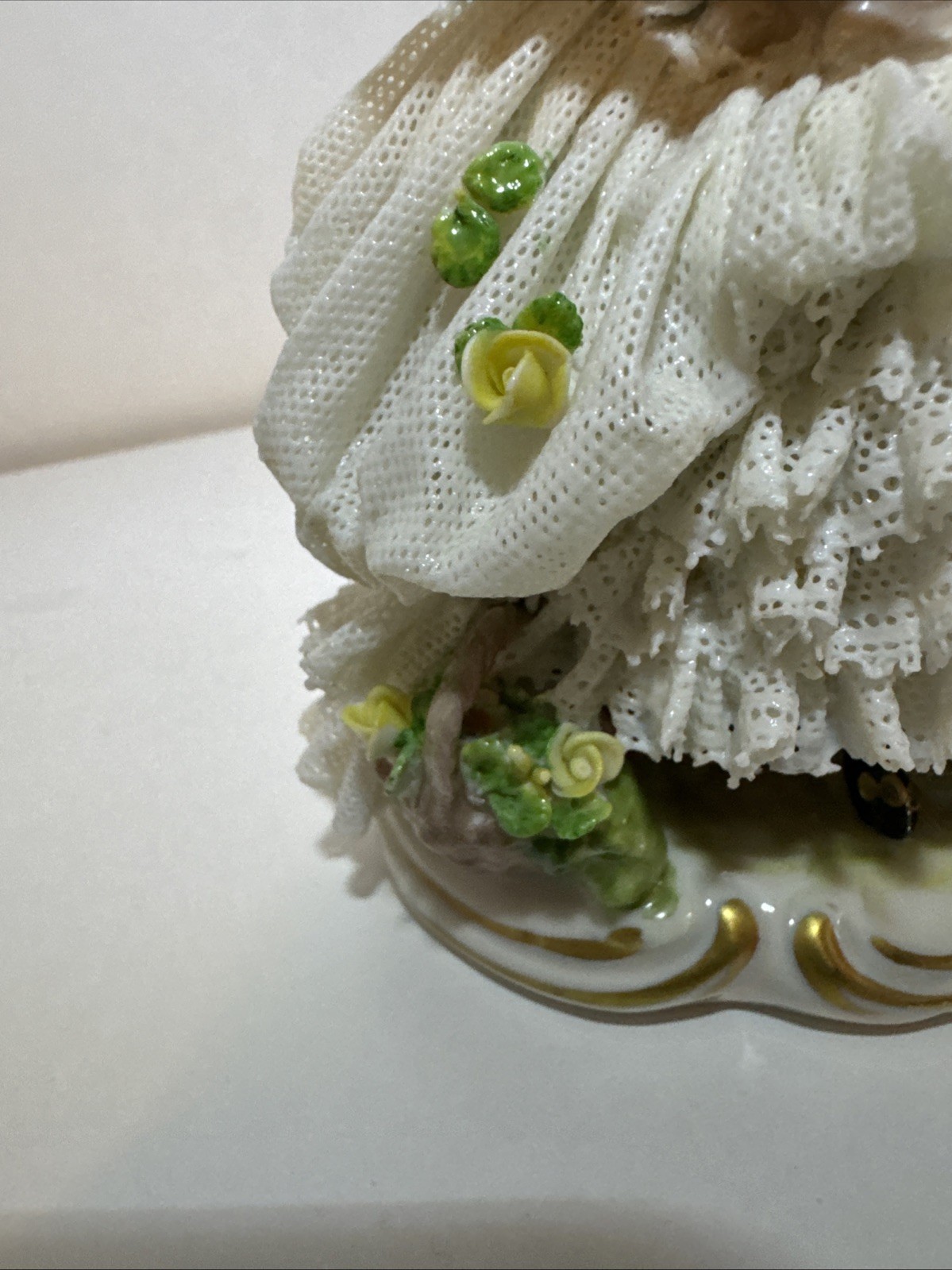 Dresden Lace Lady & Lamb Porcelain Figurine