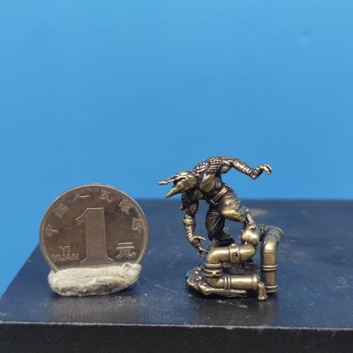 Brass Crocodile Humanoid Statue – Handcrafted Copper Mutant Creature Figurine