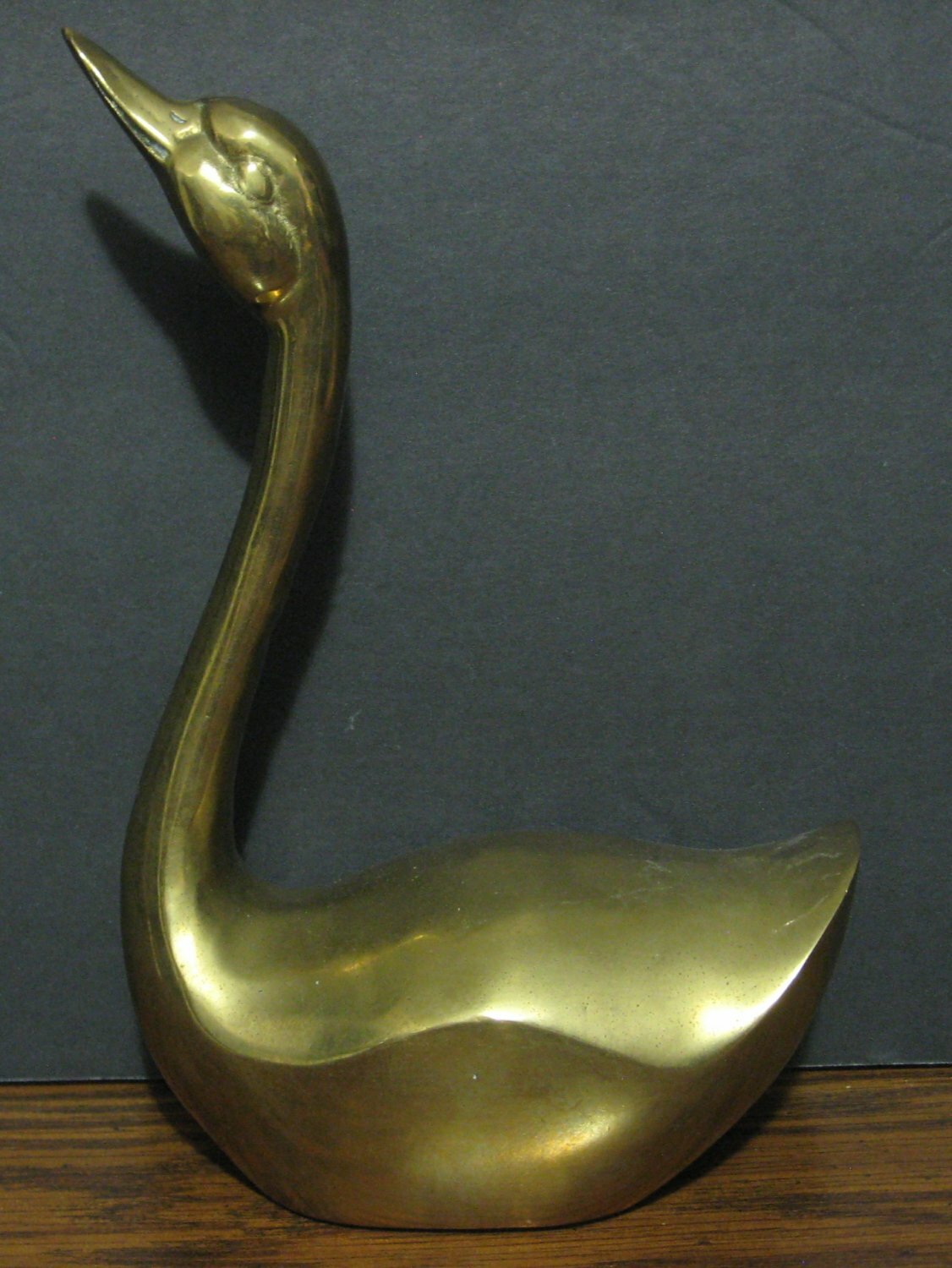 Brass Swan Heavy Statue – Looking Up Pose – 8.25″ – 1970s or 1980s Vintage