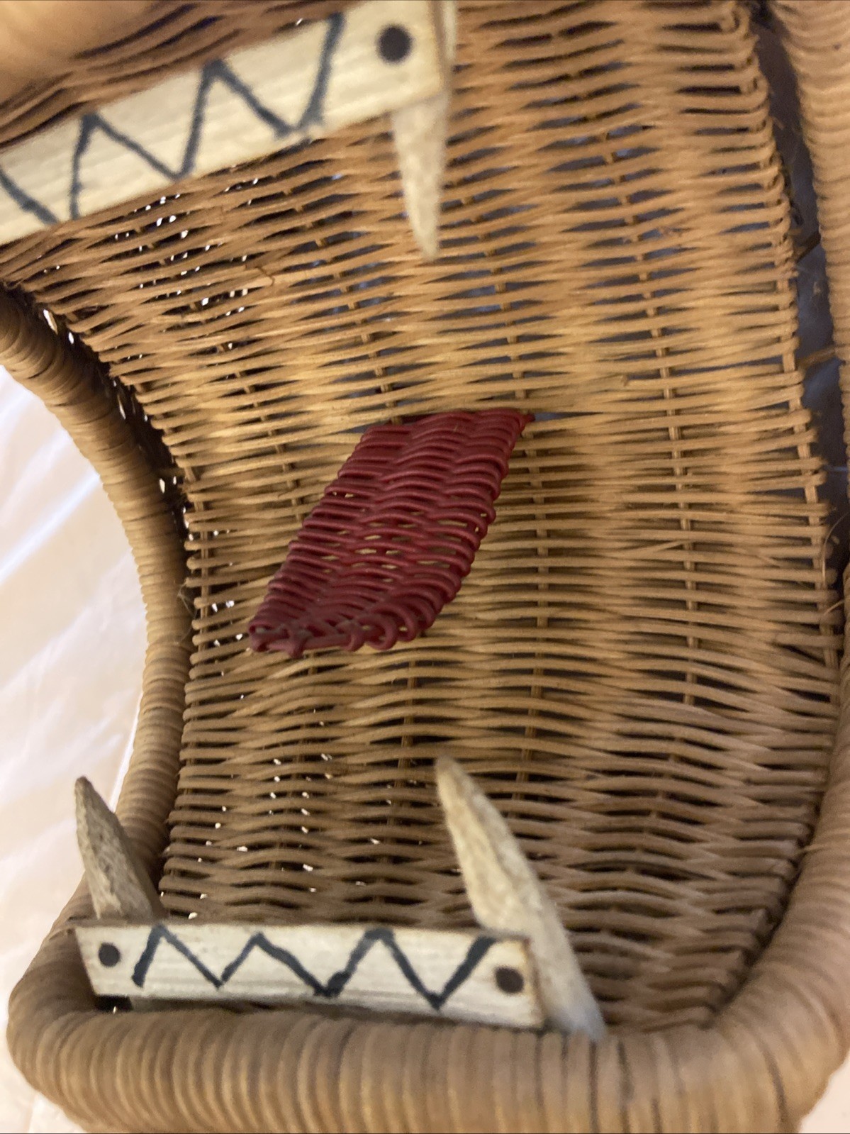 Unique Wicker Rattan Tiger Panther Wall Decor Head See Photos 11” H x 7” W