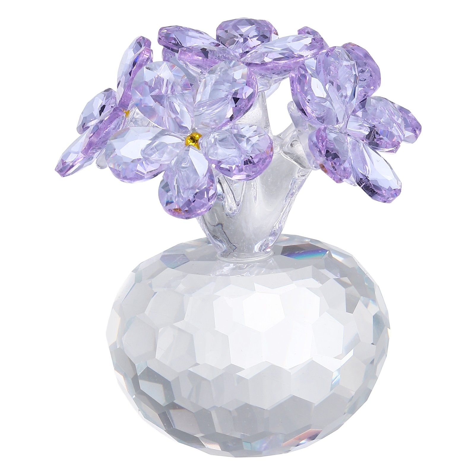 Crystal Flower Figurine, Seven Flowers Figurines Bouquet Ornaments, Purple
