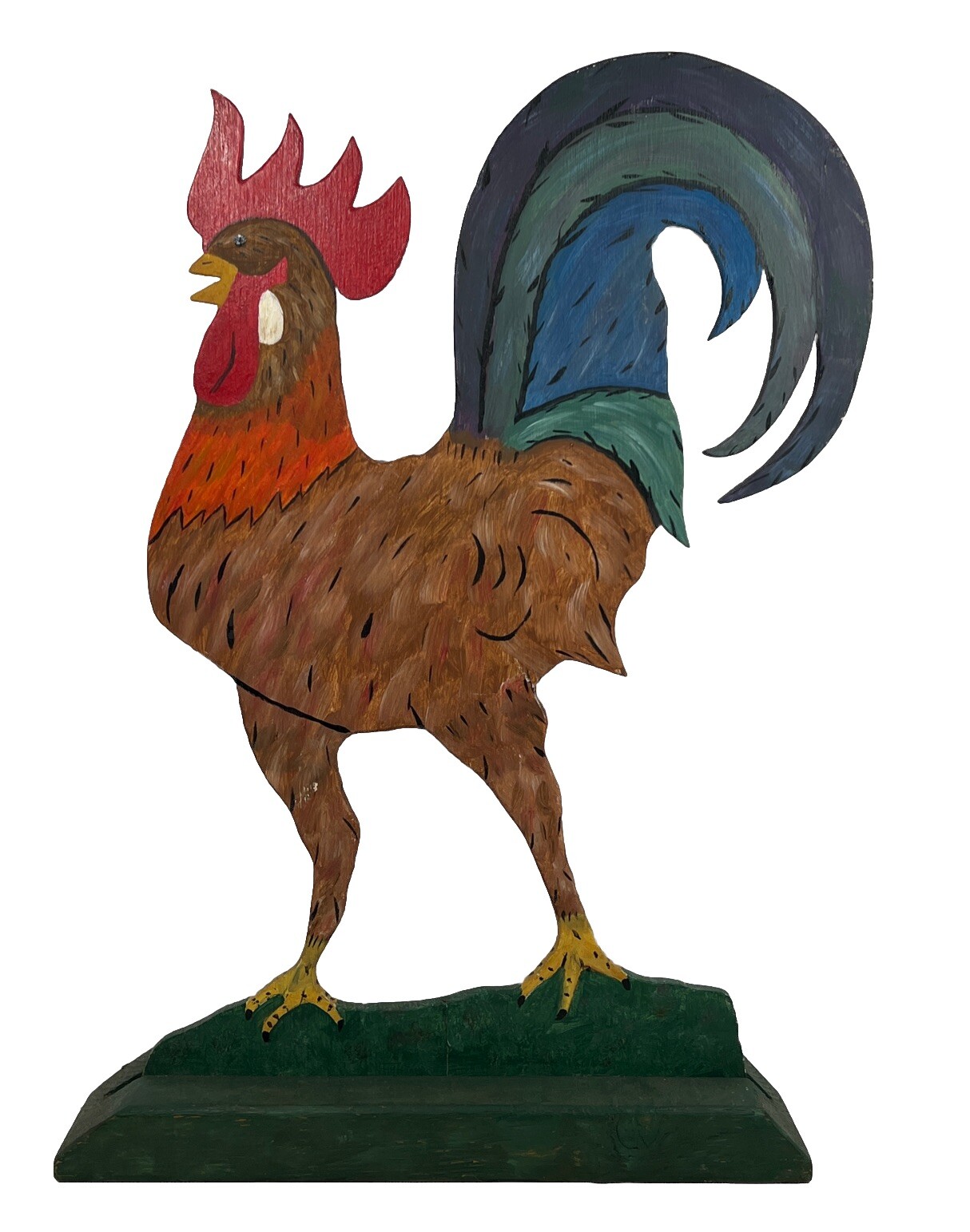 Vintage Folk Art Rooster Wooden Hand Crafted Renowned Long Island NY Artist 1989