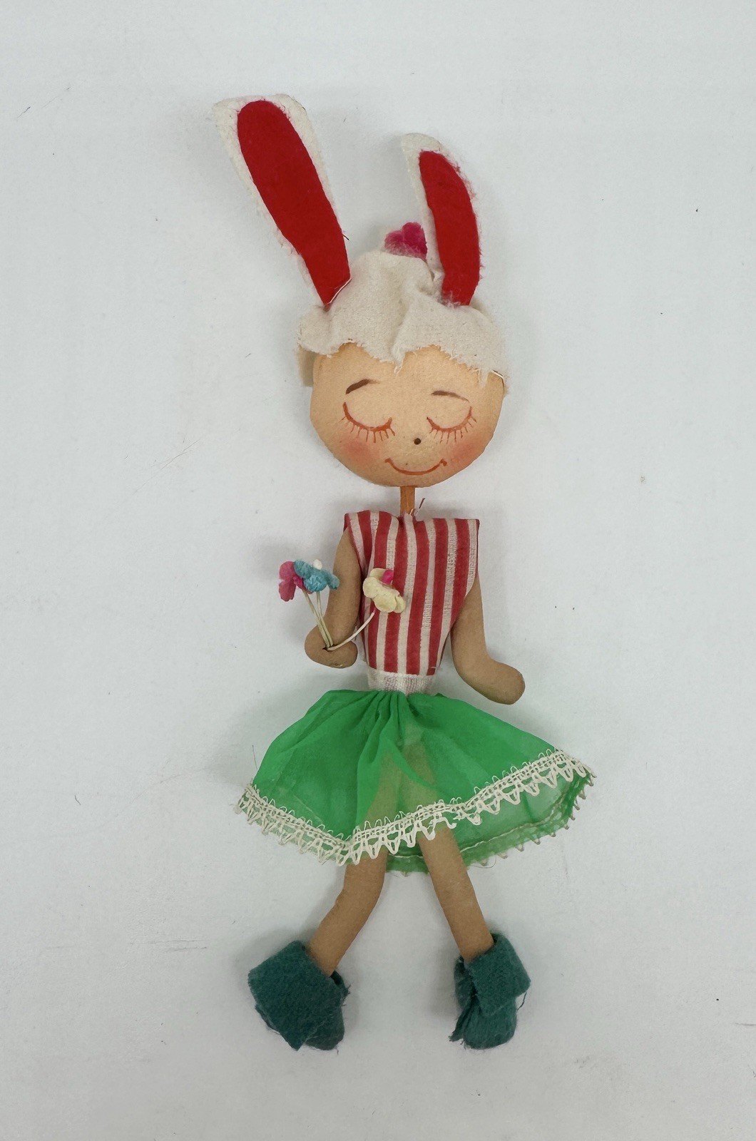 Vintage Japan Posable Fabric Bunny Rabbit Midcentury Toy Decoration