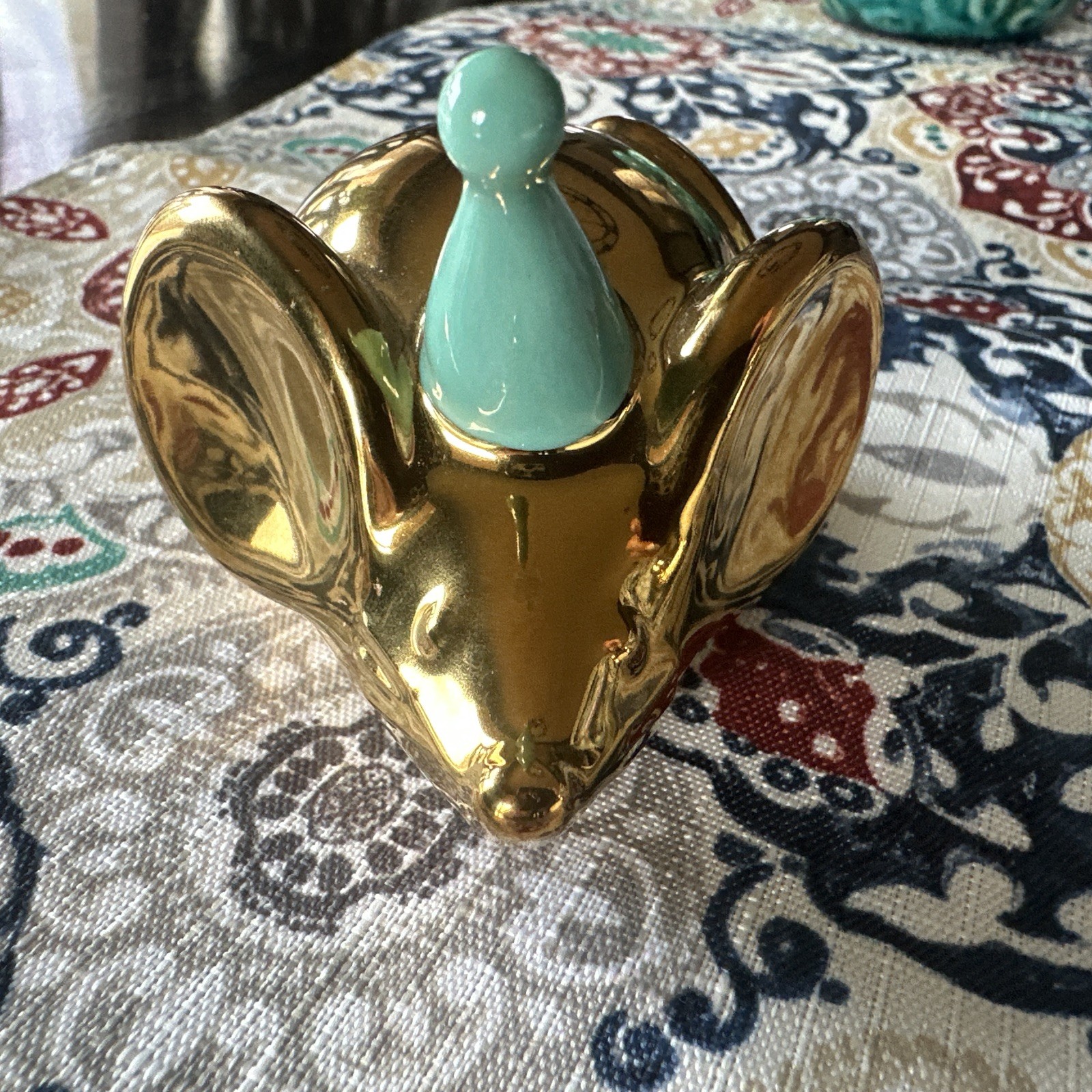 Target – Oh Joy! Metallic Gold Ceramic Mouse Figure w/Teal Birthday Party Hat