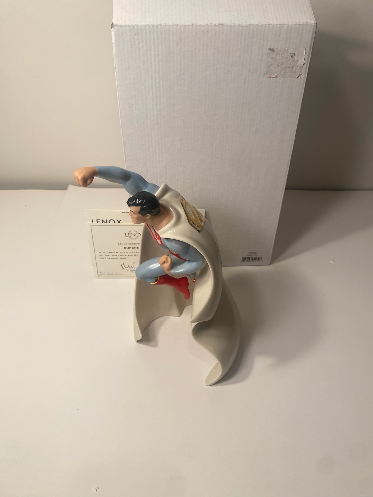 Lenox Superman Figurine DC Comics Man of Steel NIB w/ COA 24K Gold Fine China