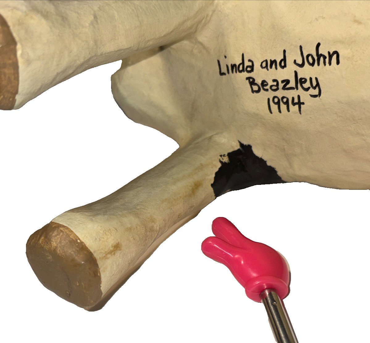 Linda & John Beazley Paper Mache Cow Bovine Parsley Junction Handcrafted ’94 SEE