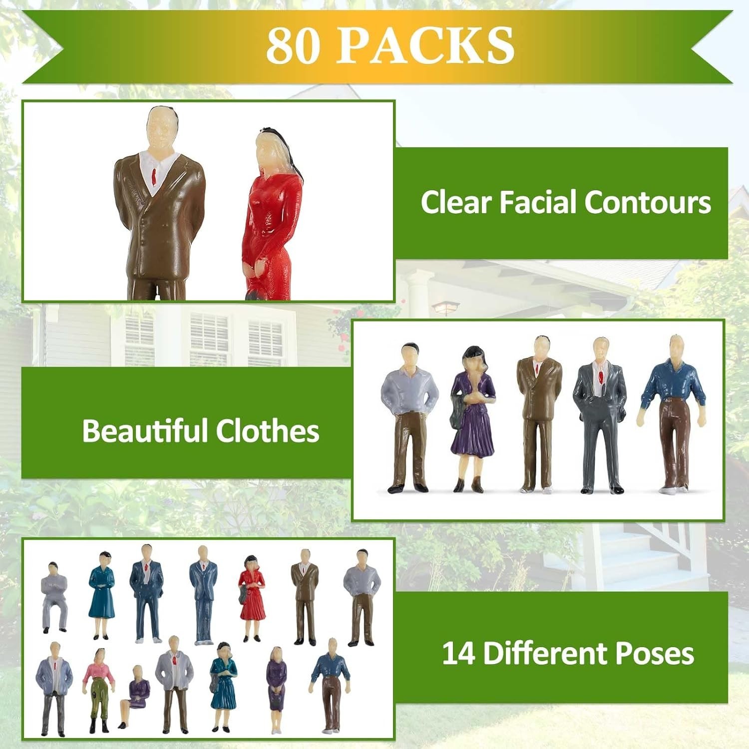 80 Pcs Mini People Figurines 1:50 Scale Model Trains