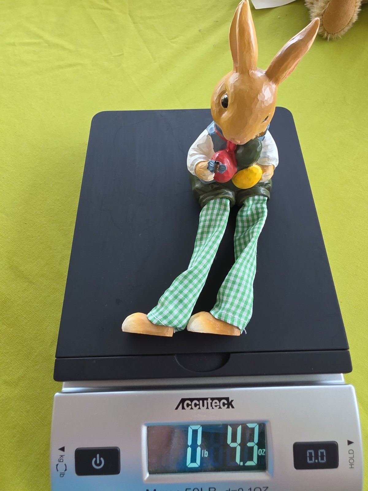 Rabbit Figurine With Resin Body Head And Feet Legs Fabric