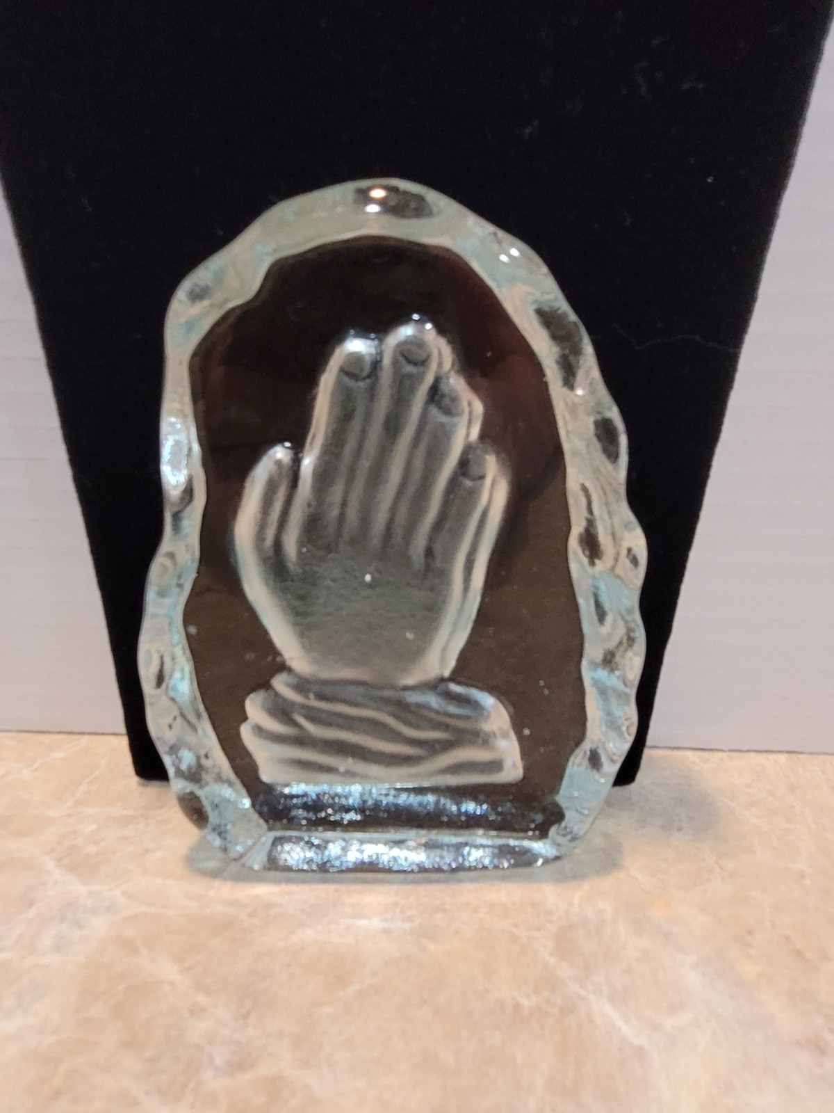Praying Hands Cut Glass Paperweight Figurine