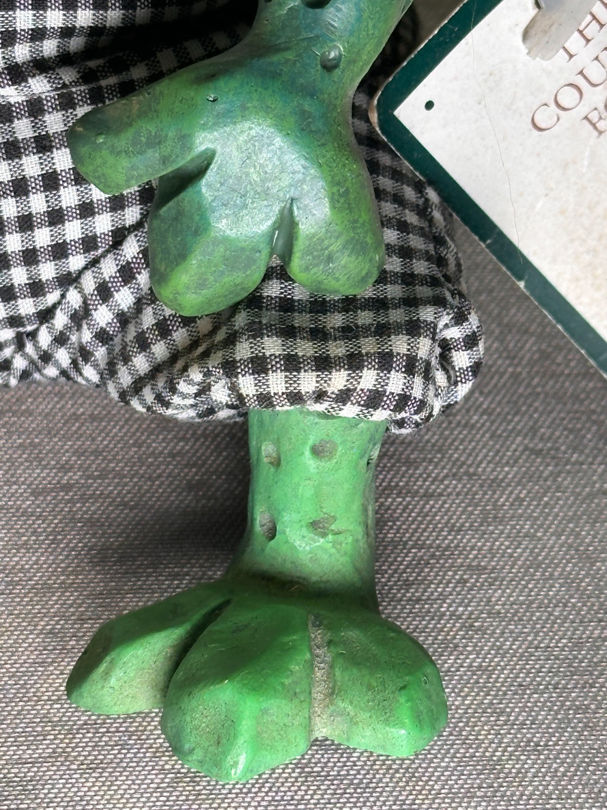 Russ Berrie Country Folks Tadpole Frog Figurine Resin Cloth Vintage 1980s NWT