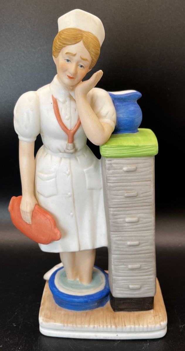 Lefton China Ceramic Figurine Nurse with Sore Feet, Hand painted, See Desc
