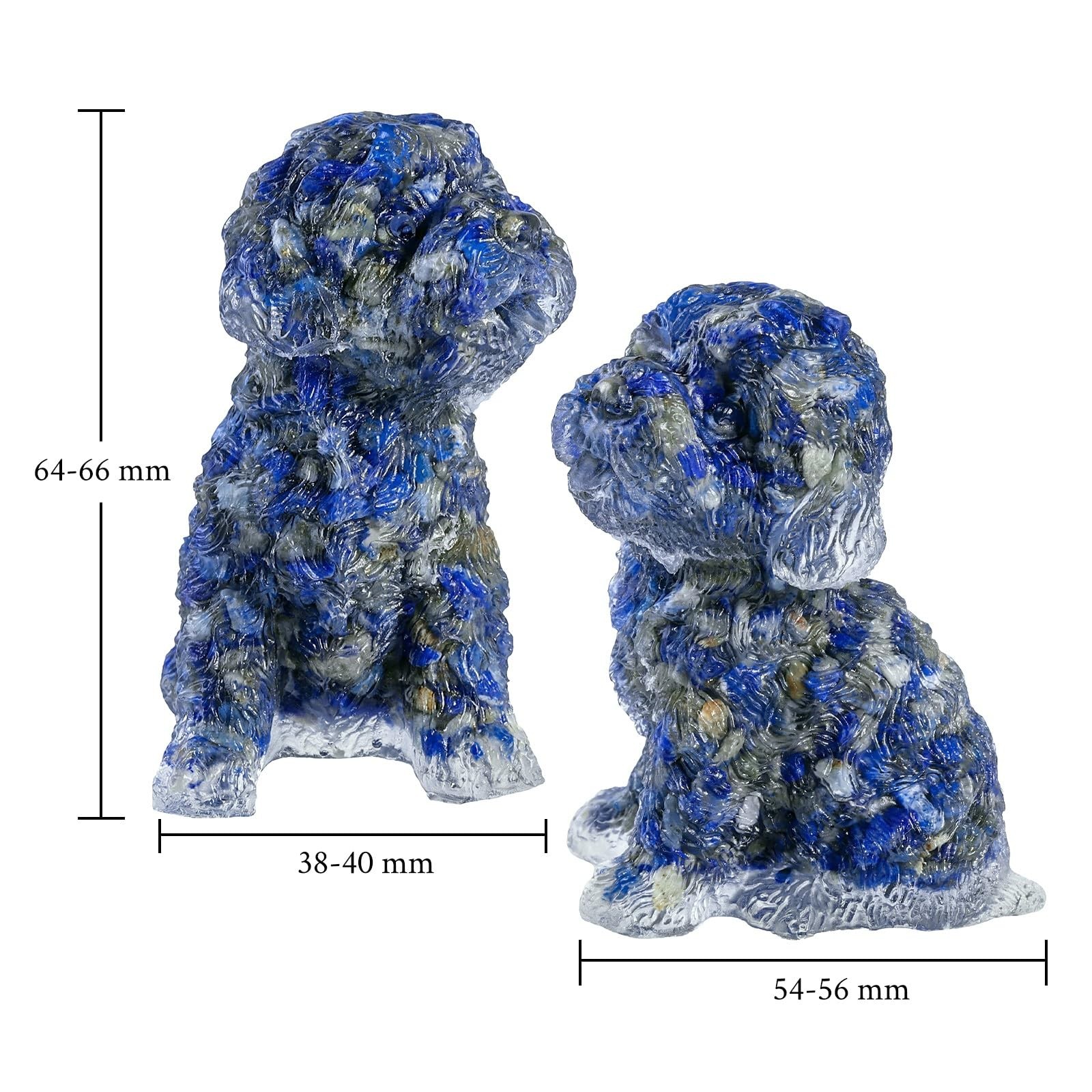 2.5 Inch Lazuli Lapis Crystal Poodle Figurine Hand Carved Resin Dog Statue Decor