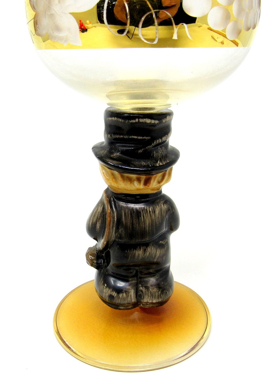 Chimney Sweep Wine Glass Goebel Bockling Porcelain 4oz Ladder Gold 6in Vintage