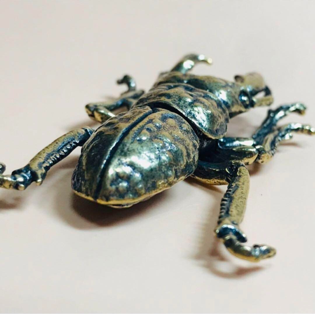 Brass Stag Beetle Figurine Insect Sculpture Ornament Lucky Charm 30g
