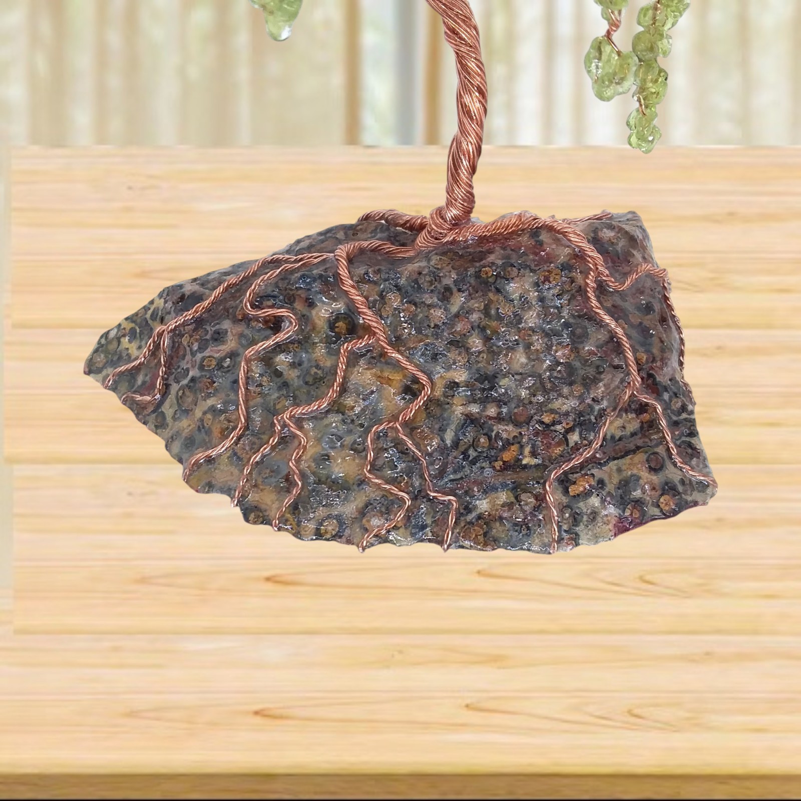 Peridot, weeping willow, 6.75″, tree, sculpture, gemstone, bonsai, #2066