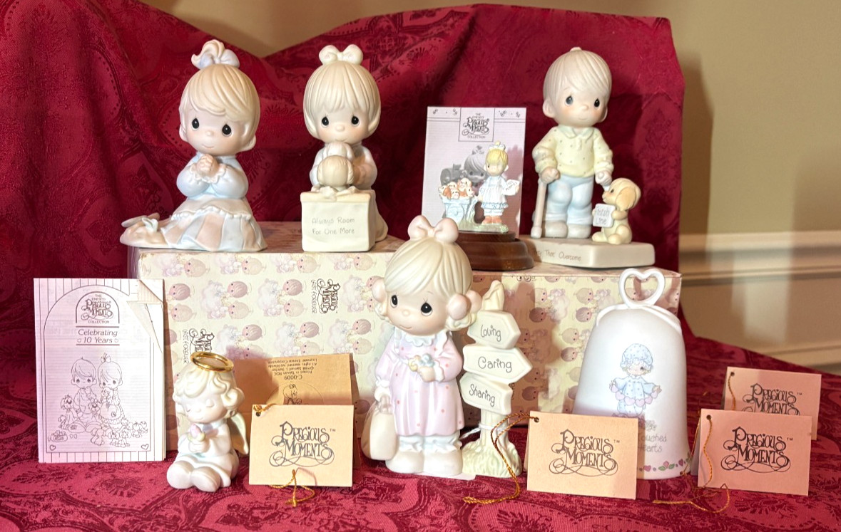 PRECIOUS MOMENTS LOT (7)C0009-C0013-PM922-115479-283444-FREE PUPPIES PEWTER-BELL