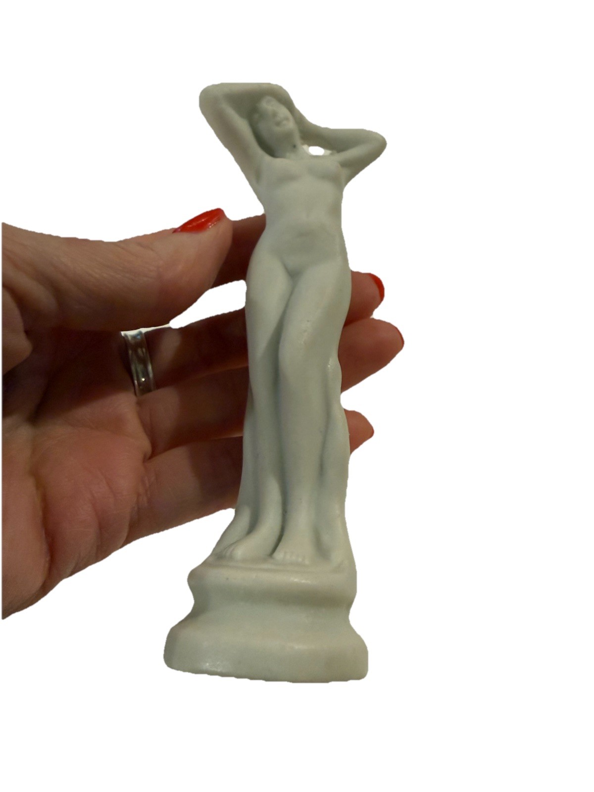 Vintage Bisque Nude Lady Figurine Japan White Art Deco Style ~4.5” Tall Statue
