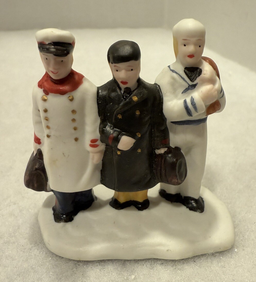 Vintage Porcelain Figure Military 3 Men Made In Philippines