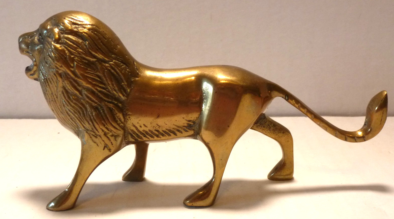 Vintage Solid Heavy Brass Leo Lion Sculpture Statue Figurine King of The Jungle