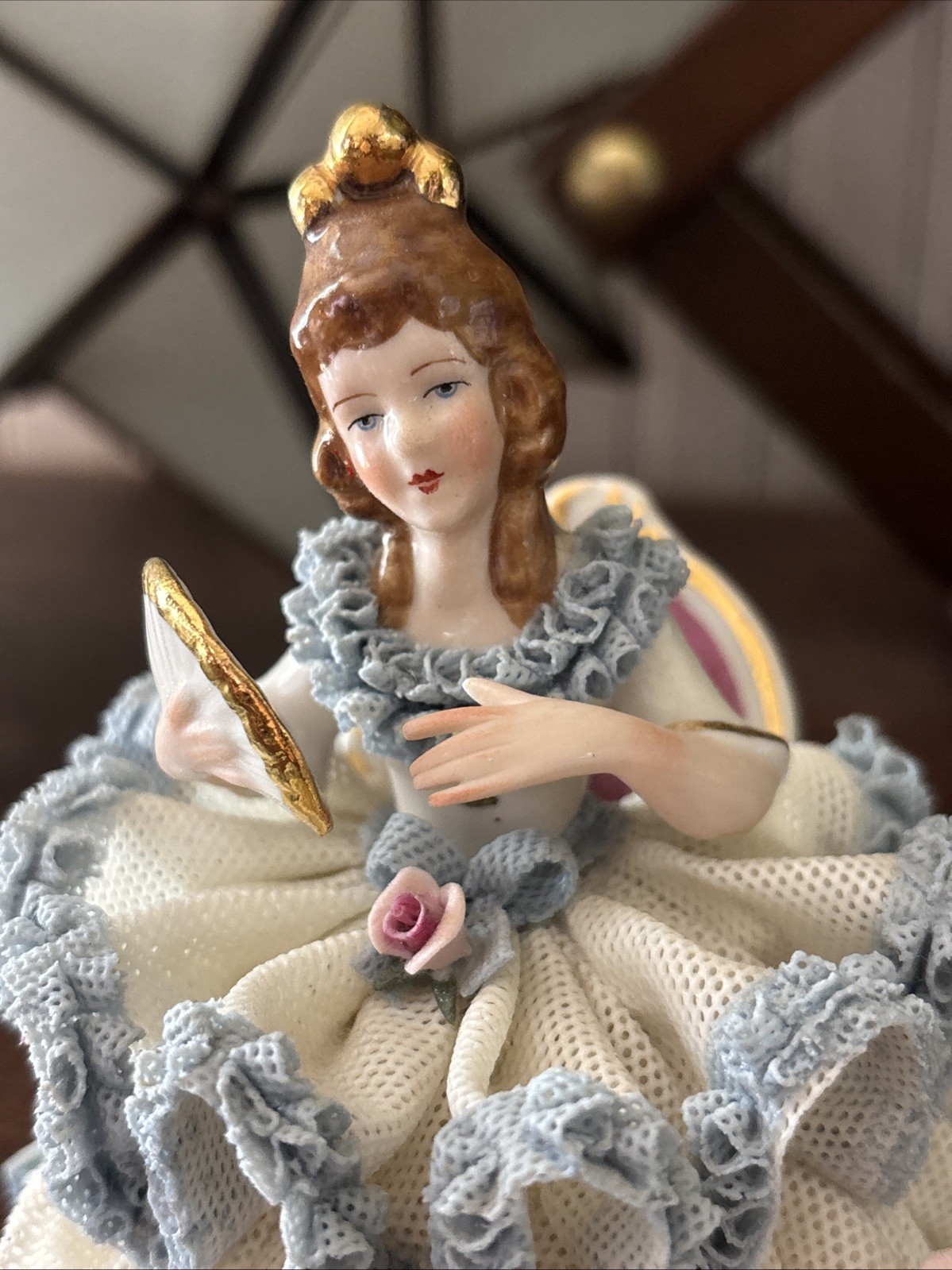 German Porcelain Dresden Lace Figurine Keilhauer Germany 5”