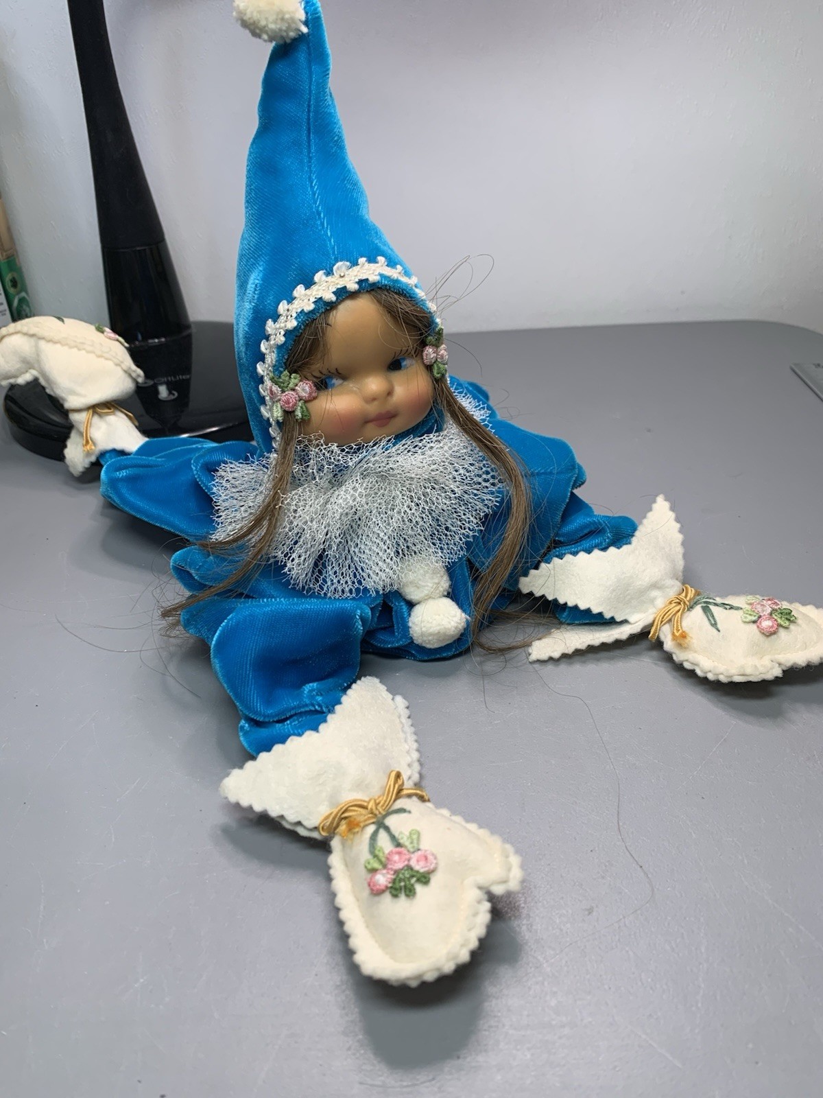 Vtg Posable Boudoir Doll Pixie Clown Imp Jester Creepy Weird