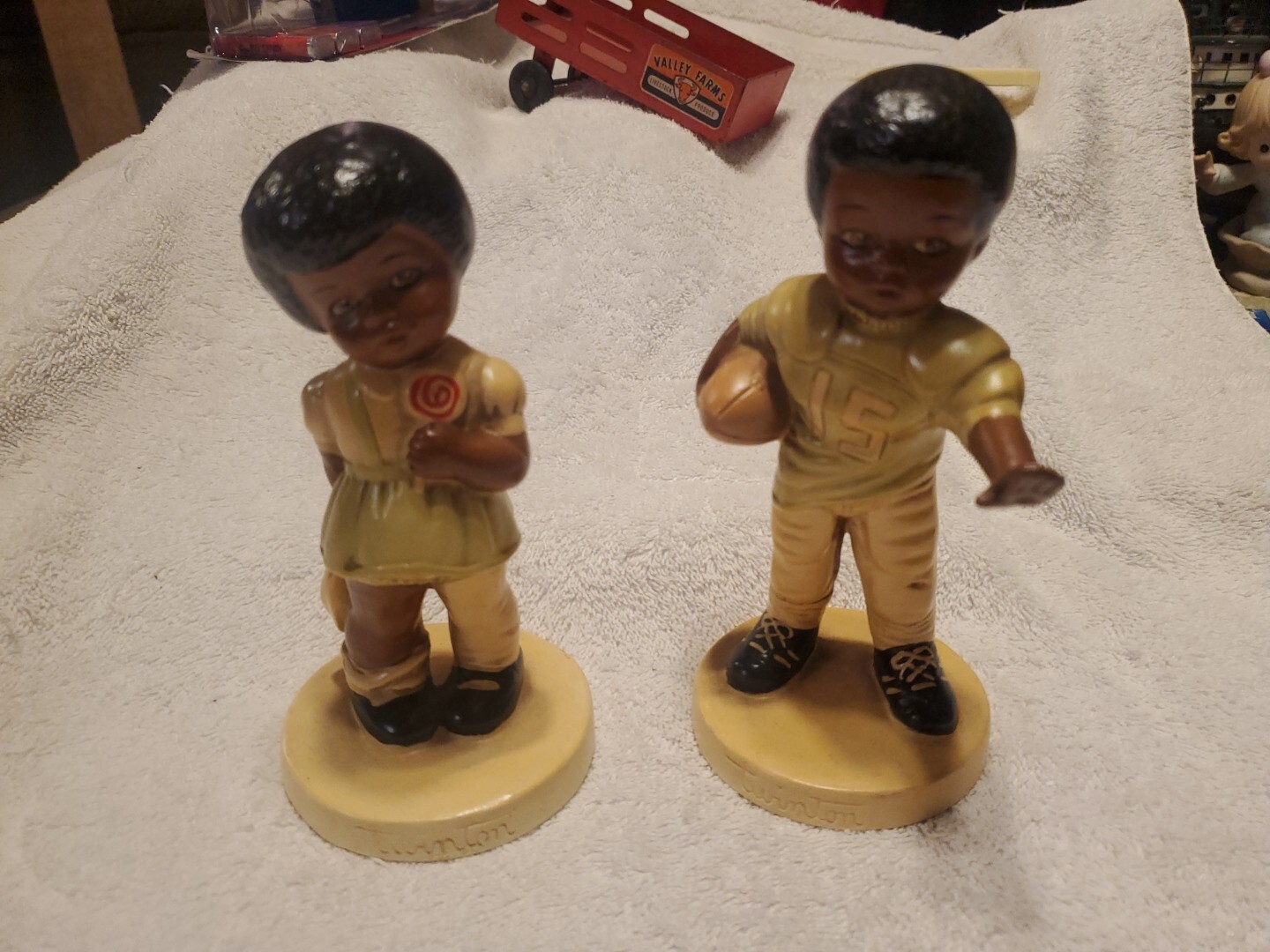 Vintage 1972 Twinton Girl With Lollipop & Little Boy with Football T-9, T-10