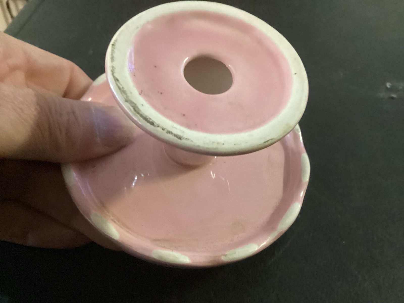 Small Ceramic Pink Pedestal Display Stand