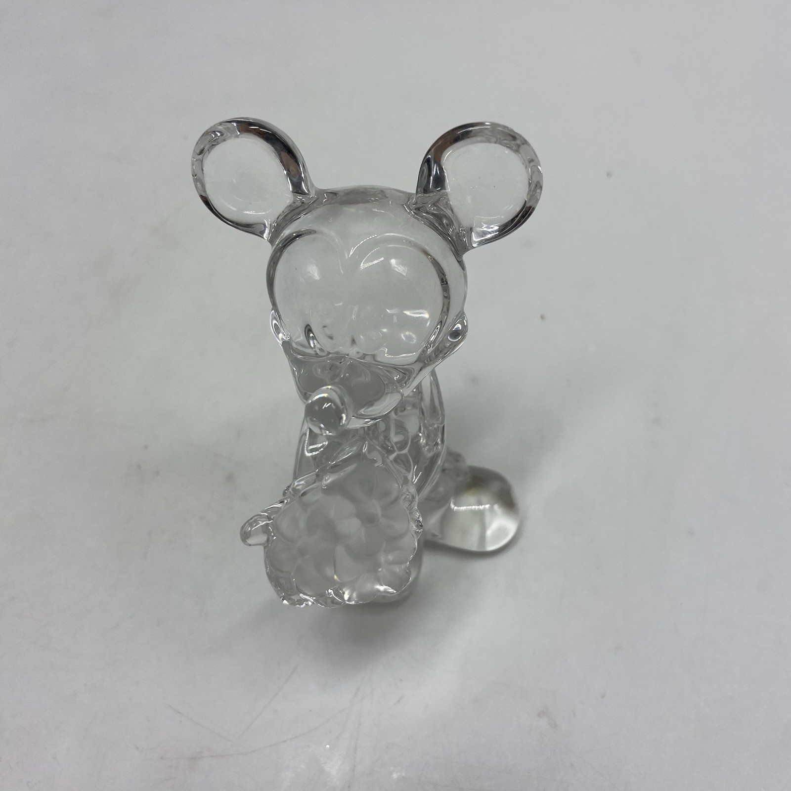 Lenox Crystal Clear Disney Mickey Mouse Figurine Figure w/Flowers