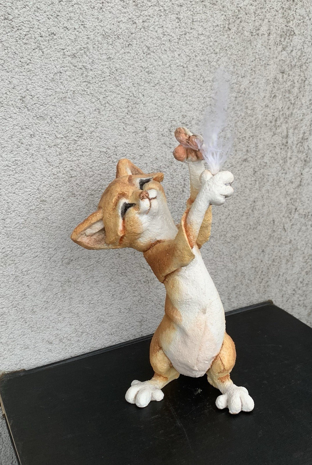 Country Artists A Breed Apart Fluffy Orange Tabby Kitten Cat Feather Figurine 7″